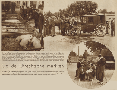 874384 Collage van 3 foto's betreffende de verschillende beestenmarkten op de veemarktterreinen aan de Croeselaan te ...